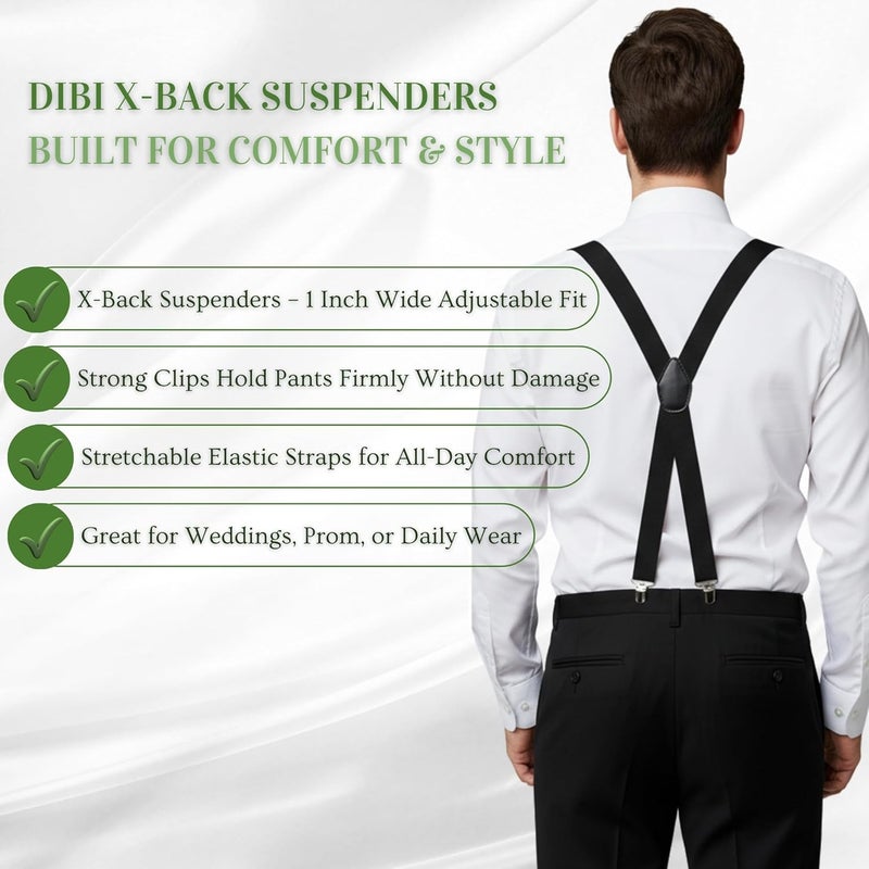 DIBI Suspenders for Men - Adjustable X back Suspender with 4 Strong Clips - Image 3
