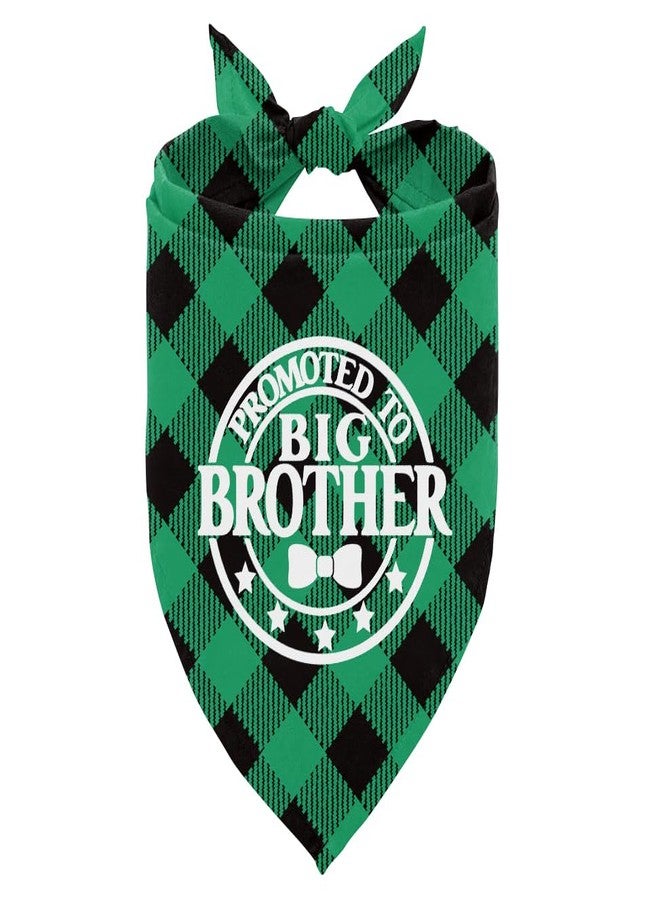 ZPPRJF Promoted to Big Brother Dog Bandana - Green Buffalo Plaid Pet Scarf Accessory for Gender Revealing - Triangle Scarf for Small Medium Large Dogs (C23) - Image 1