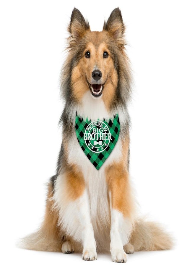 ZPPRJF Promoted to Big Brother Dog Bandana - Green Buffalo Plaid Pet Scarf Accessory for Gender Revealing - Triangle Scarf for Small Medium Large Dogs (C23) - Image 2