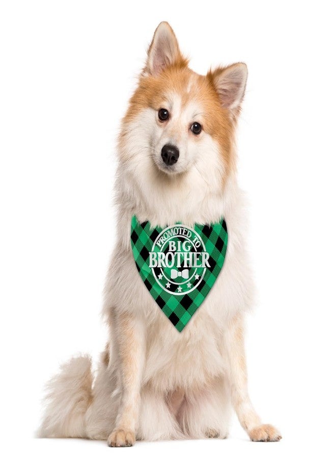 ZPPRJF Promoted to Big Brother Dog Bandana - Green Buffalo Plaid Pet Scarf Accessory for Gender Revealing - Triangle Scarf for Small Medium Large Dogs (C23) - Image 3