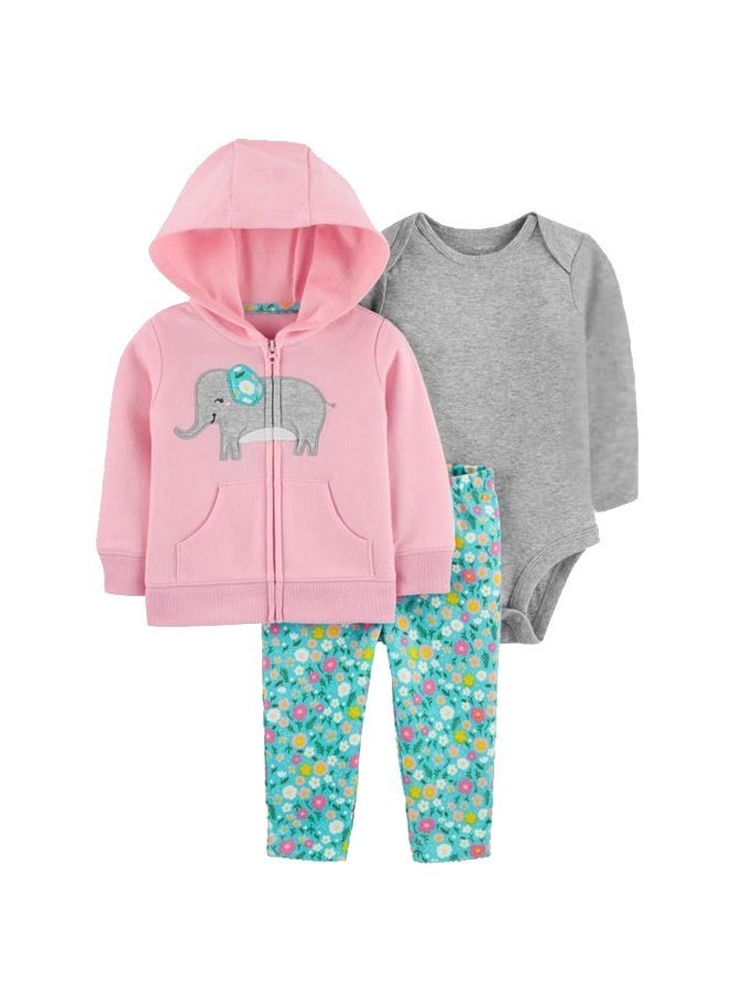 RedMapleTEK Boys And Girls Baby Sweatshirt Jacket Hooded Coat Long-Sleeved Jumpsuit Baby Three-Piece Set  - Image 1
