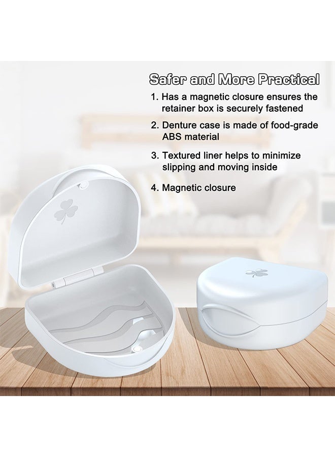 Slim Orthodontic Retainer Case, Portable Denture Box Storage for Braces Mouth Guard Teeth Aligner Night Guard (White) - Image 3