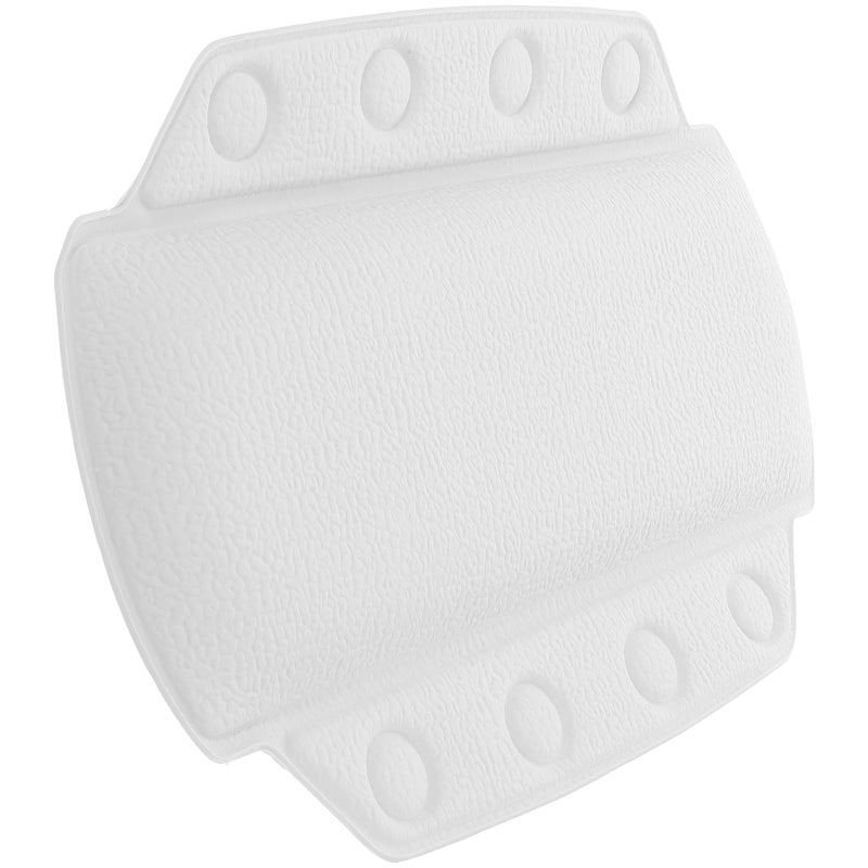 وسادة رأس حمام رغوة بيضاء متوسطة الحجم مع أكواب شفط لدعم الرقبة والاسترخاء - Image 2