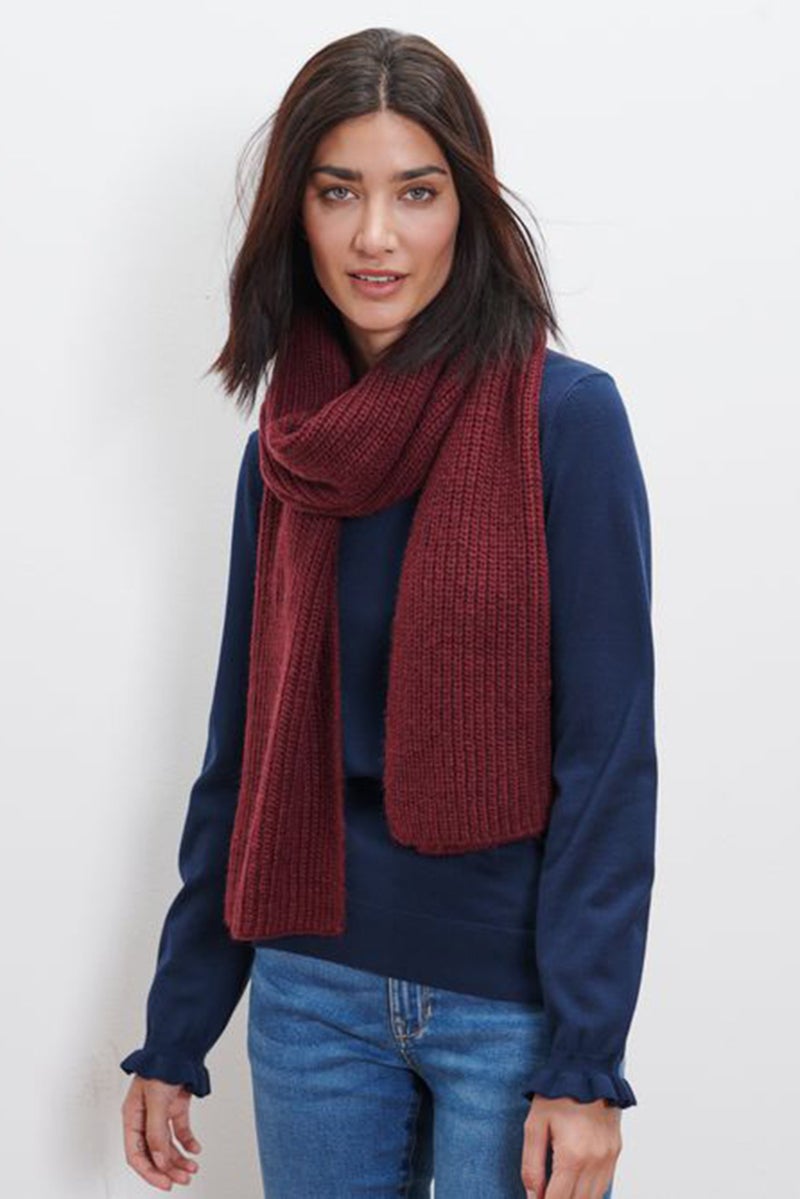 Tchibo Women Textured Scarf 180 x 32  cm, Maroon  - Image 1