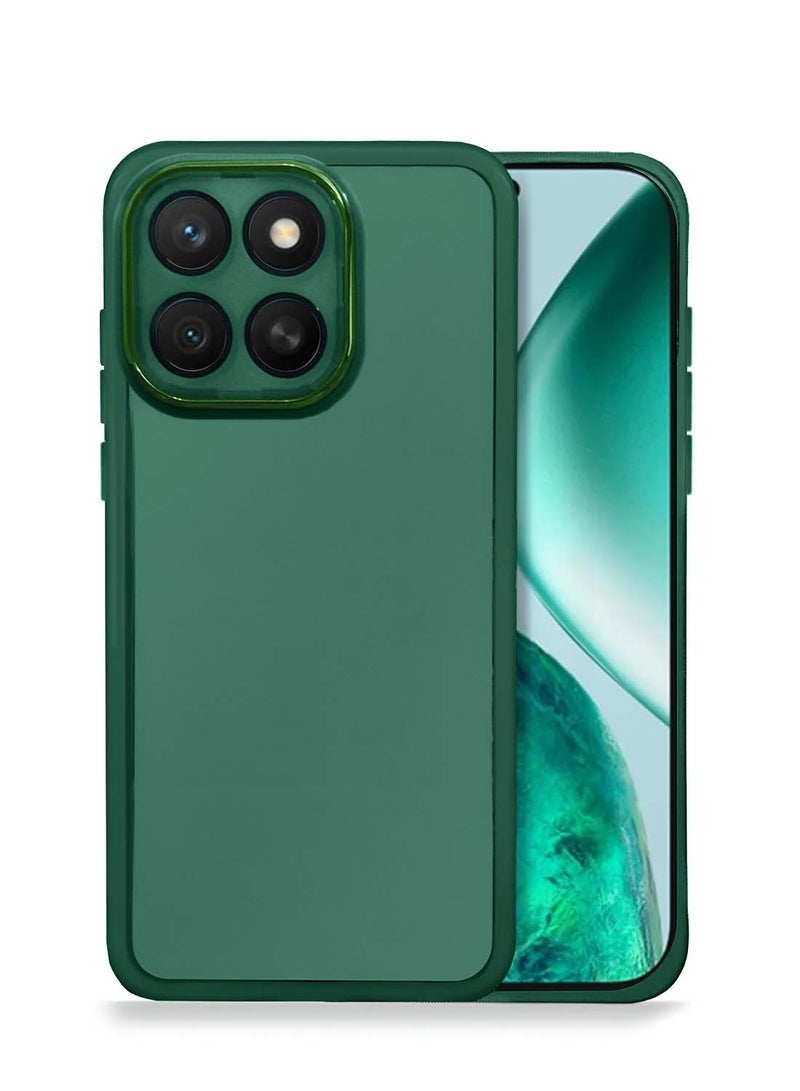 Wtech Honor X8c 4G 2025 Soft Transparent TPU Silicone Ultra Thin Phone Stylish Electroplated Camera Border Back Case Cover - Dark Green