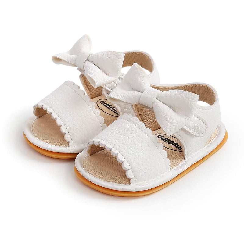 CoKate Baby Boys Girls Sandals Rubber Sole Outdoor First Walker Toddler Girls Boys Summer Shoes (H#White, numeric_4) - Image 3