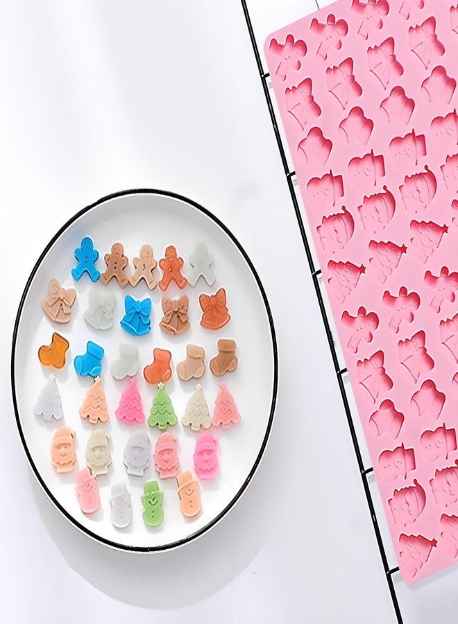 Fchil Christmas Candy Silicone Molds, 72-Cavity Mini Gingerbread Christmas Tree Santa Claus Stocking Snowman Holiday Chocolate Molds for Xmas Gummy Jello - Image 4