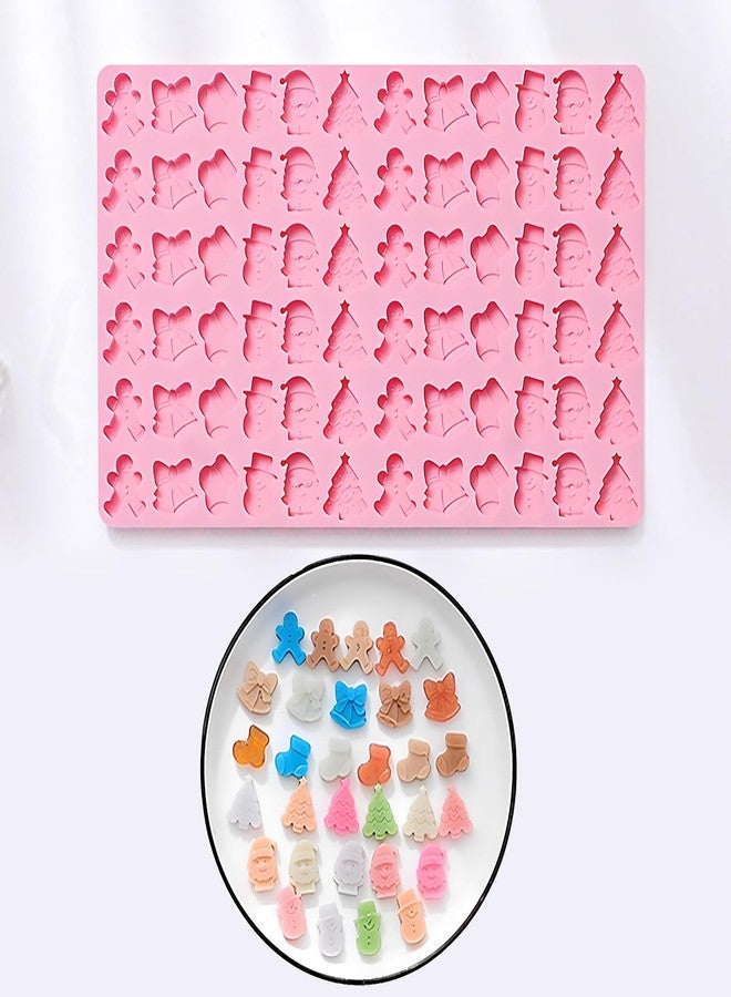 Fchil Christmas Candy Silicone Molds, 72-Cavity Mini Gingerbread Christmas Tree Santa Claus Stocking Snowman Holiday Chocolate Molds for Xmas Gummy Jello - Image 5
