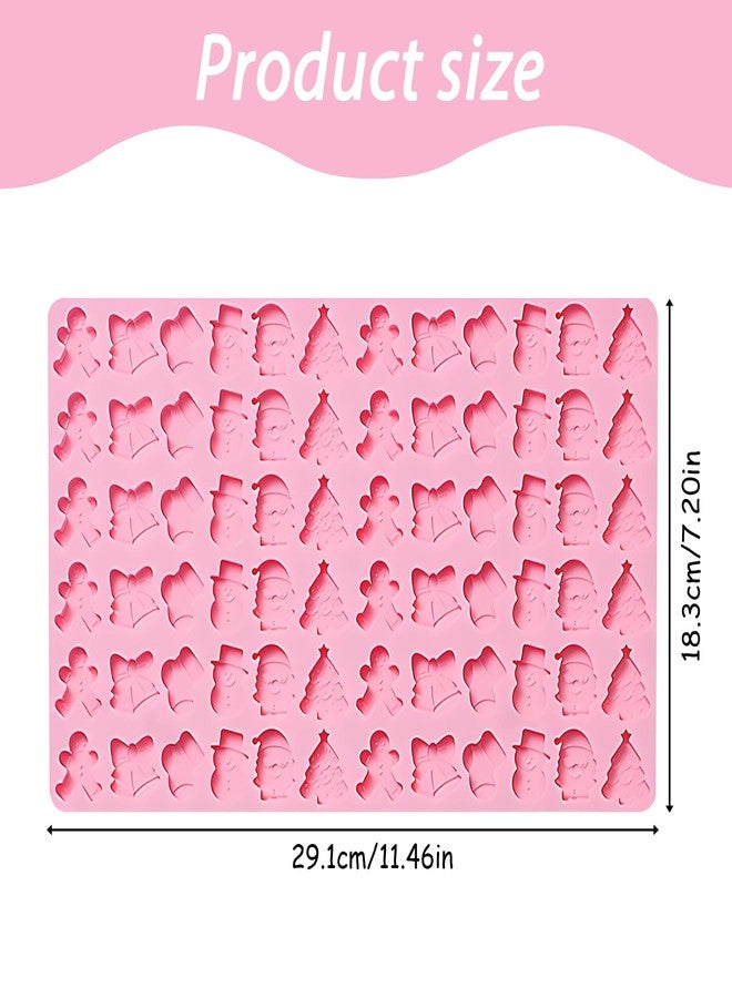 Fchil Christmas Candy Silicone Molds, 72-Cavity Mini Gingerbread Christmas Tree Santa Claus Stocking Snowman Holiday Chocolate Molds for Xmas Gummy Jello - Image 2