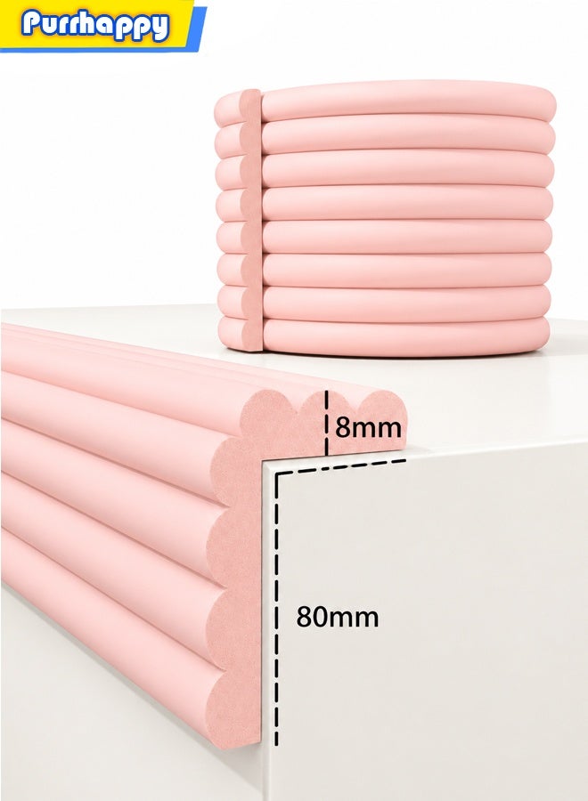 Purrhappy 2/8M Baby Proofing Foam Edge Safety Strip, Self Adhesive 8mm Thickened Ultra Soft Sponge Anti-Collision Bumper Strip, Pre-Taped Self Adhesive W-Type Edge & Corner Protector, Shock Absorbing Anti-Bump Edge Guard for Table Furniture Glass Table Fireplace Wall Chair Desk, Pink - Image 1