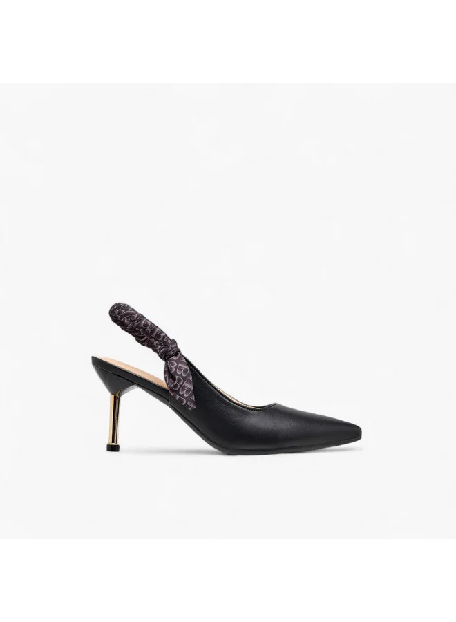 Flora Bella By Shoexpress Women Ruched Detail Slingback Shoes with Stiletto Heels