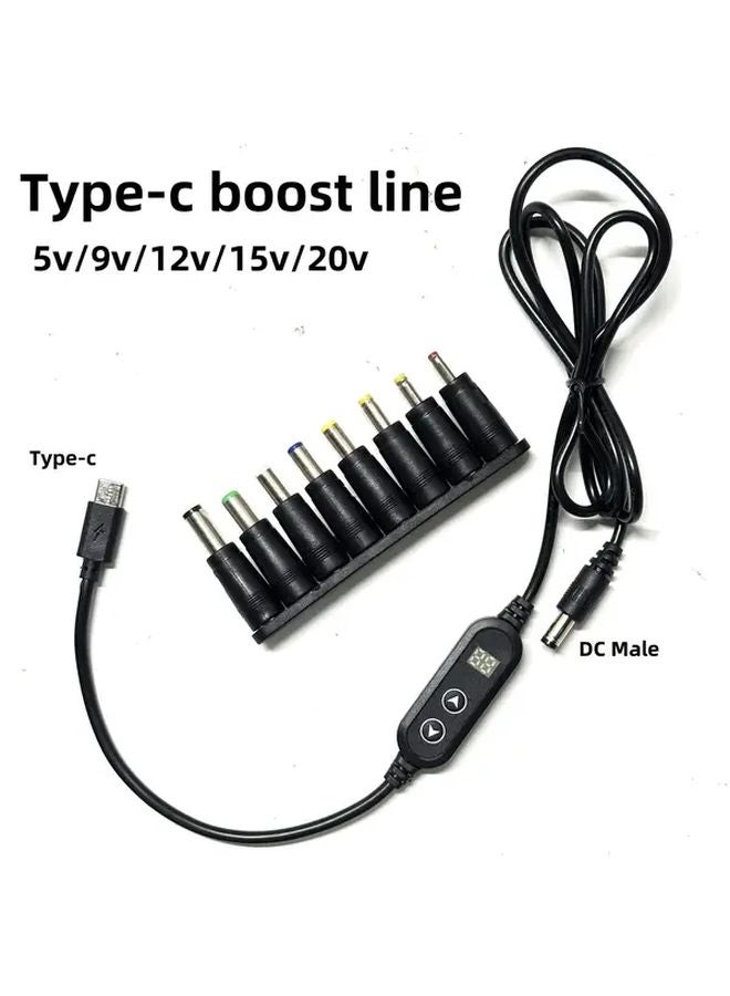 8 قطع كابل شاحن من Type C إلى التيار المباشر مع 8 محولات، موصل ذكر 5.5x2.1 مم، 5-20 فولت PD - Image 1