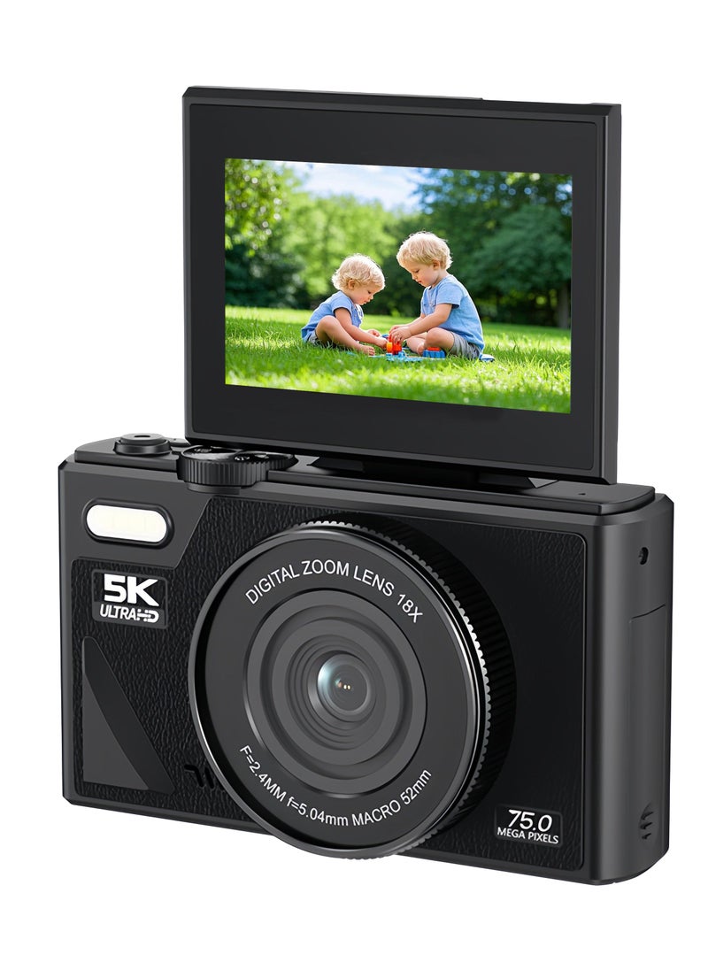 Generic Digital Camera, 75MP Camera Digital for Photography, 5K Vlogging Camera, Kids Camera 18X Point and Shoot Digital Cameras  - Image 1