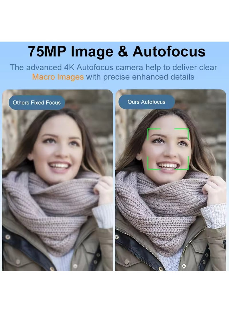 كاميرا رقمية ، كاميرا 5K Vlogging ، كاميرا الأطفال 75MP نقطة وإطلاق النار على الكاميرات الرقمية مع بطاقة TF 64GB ، زوم 18X ، للأطفال الأولاد البنات - Image 3