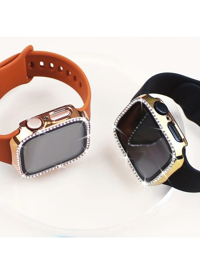Rose Golden Silvery 44mm Apple Watch Case With Tempered Glass Film - Image 4