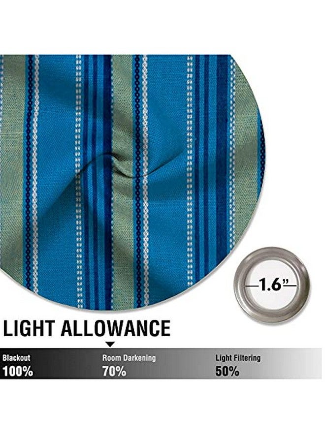 Tidy Tidy Blue with Yellow Cotton Fabric Door Curtain - Pack of 2 Pieces (6.5 Feet, Striped, Loop), Grommets - Image 4