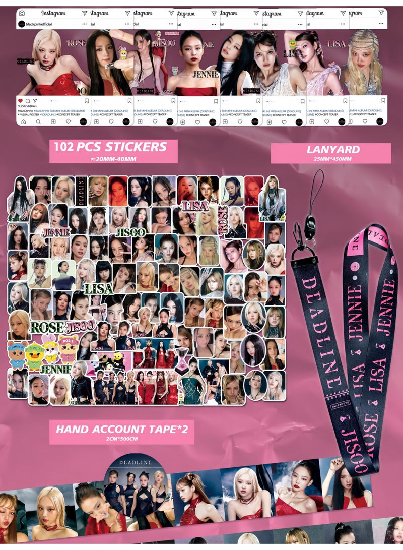 Harse K-pop Fan Gift Box Set – Includes Lomo Cards, Keychains, Stickers, Lanyards, Photo Standees & Decorative Tapes - Image 3