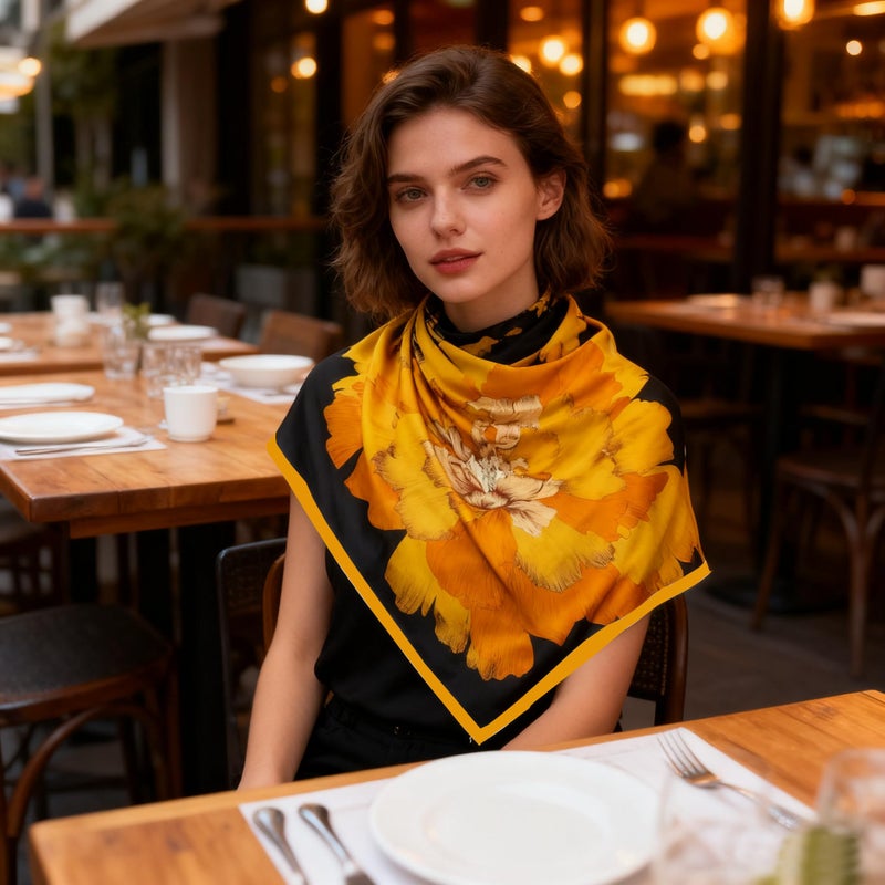 K-Elewon Large Square Scarf 43" Silk Scarf Fashion Scarves Silk Feeling Hair Wrapping Scarfs Night Sleeping Headscarf (VB07) - Image 4