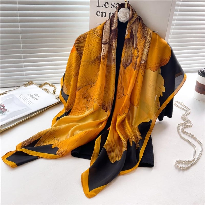 K-Elewon Large Square Scarf 43" Silk Scarf Fashion Scarves Silk Feeling Hair Wrapping Scarfs Night Sleeping Headscarf (VB07) - Image 5