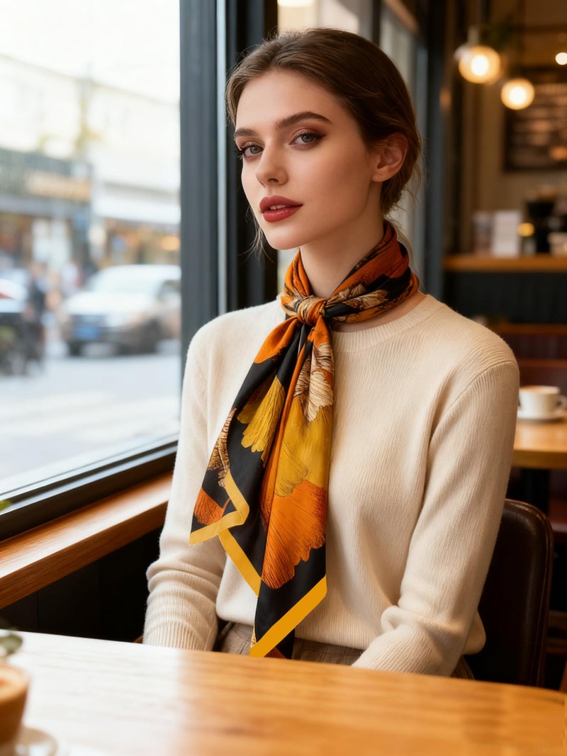 K-Elewon Large Square Scarf 43" Silk Scarf Fashion Scarves Silk Feeling Hair Wrapping Scarfs Night Sleeping Headscarf (VB07) - Image 3