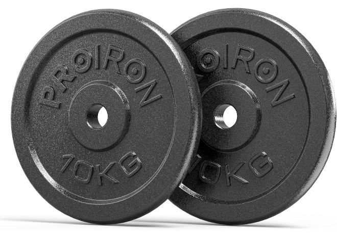 PROIRON Cast Iron Weight Plates Set for 1" Dumbbell Handle Bar 2 x 10KG - Image 1