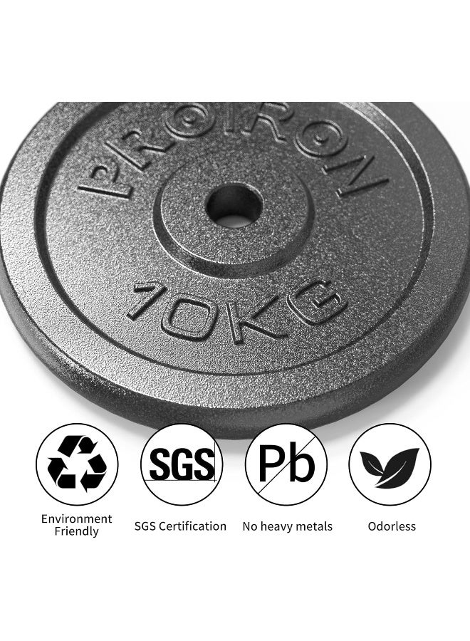 PROIRON Cast Iron Weight Plates Set for 1" Dumbbell Handle Bar 2 x 10KG - Image 3