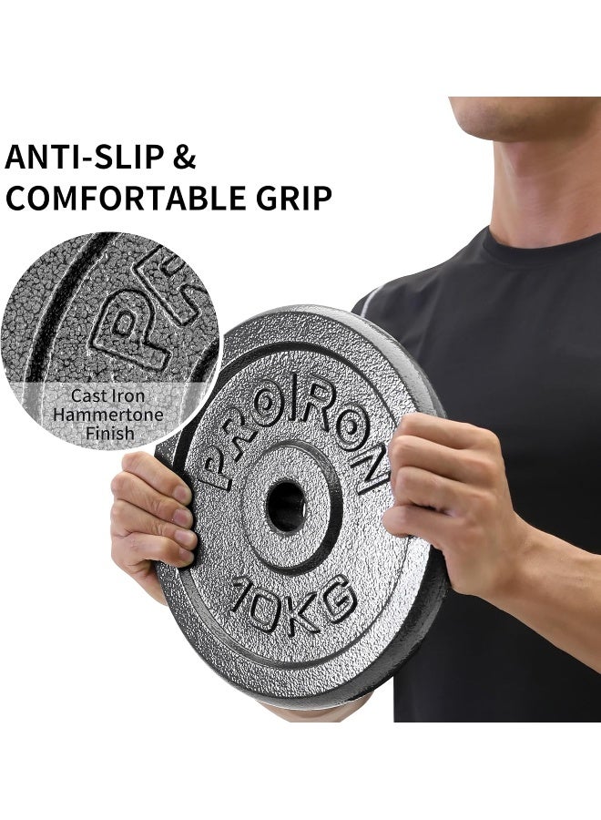 PROIRON Cast Iron Weight Plates Set for 1" Dumbbell Handle Bar 2 x 10KG - Image 4