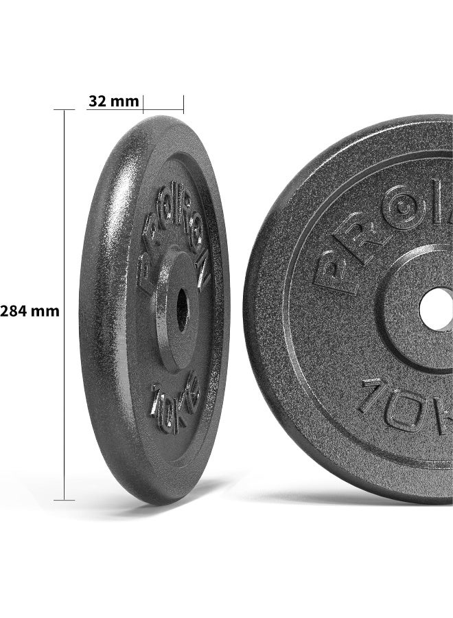 PROIRON Cast Iron Weight Plates Set for 1" Dumbbell Handle Bar 2 x 10KG - Image 2