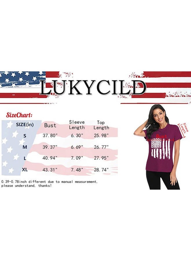 LUKYCILD Patriotic Shirts for Women 4th of July Shirts Women Tshirts Shirts for Women American Flag Shirt, Red, L - Image 5