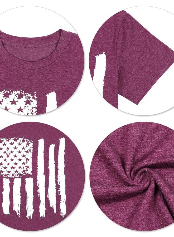 LUKYCILD Patriotic Shirts for Women 4th of July Shirts Women Tshirts Shirts for Women American Flag Shirt, Red, L - Image 4