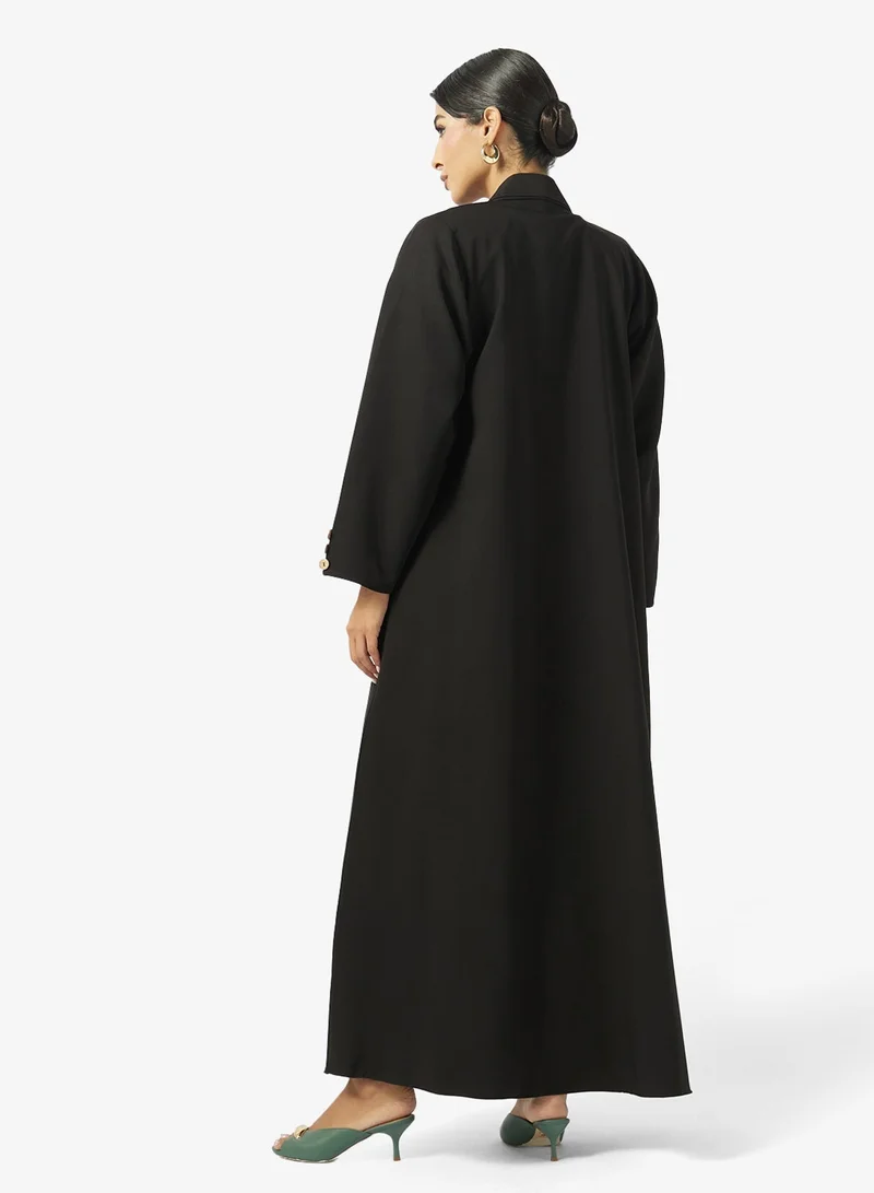 Hayas Closet  Floral Embellished Open Front Lapel Collar Abaya for Women | Best Price UAE