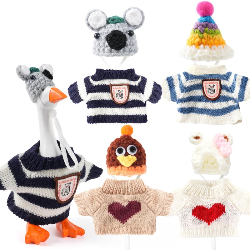 linastu 4 Set 7inch Desk Goose Outfits, Mini Desktop Goose clothes Desk Goose Accessories Set for Magnetic Goose Statue (Hat+ Cloth) White - Image 1