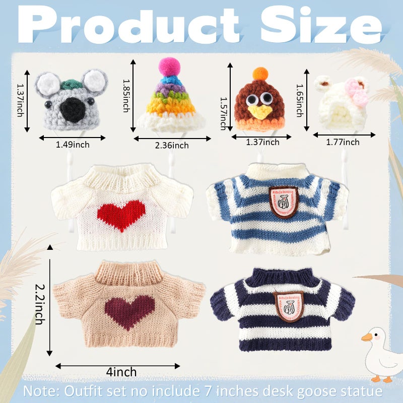 linastu 4 Set 7inch Desk Goose Outfits, Mini Desktop Goose clothes Desk Goose Accessories Set for Magnetic Goose Statue (Hat+ Cloth) White - Image 2