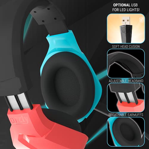 Orzly Gaming Headset with Mic for Nintendo Switch OLED and Lite Joycon Color Match with Led Light Microphone & Remote - Hornet RXH-20 Tanami Edition - Image 4
