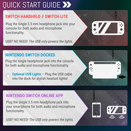 Orzly Gaming Headset with Mic for Nintendo Switch OLED and Lite Joycon Color Match with Led Light Microphone & Remote - Hornet RXH-20 Tanami Edition - Image 5