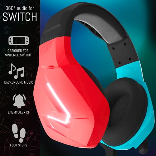 Orzly Gaming Headset with Mic for Nintendo Switch OLED and Lite Joycon Color Match with Led Light Microphone & Remote - Hornet RXH-20 Tanami Edition - Image 2