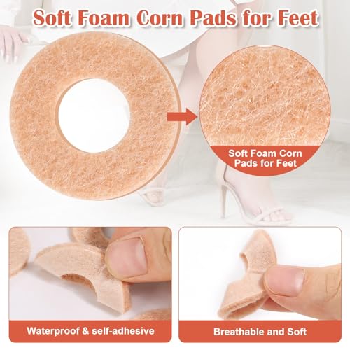 Dexpinzo 84 Pcs Callus Cushions for Bottom of Feet Self Adhesive Donut Corn Remover Pads Corn Patches for Foot Toes Blister Bunion Wart Pain Relief Prevention PadsSkin Color - Image 5
