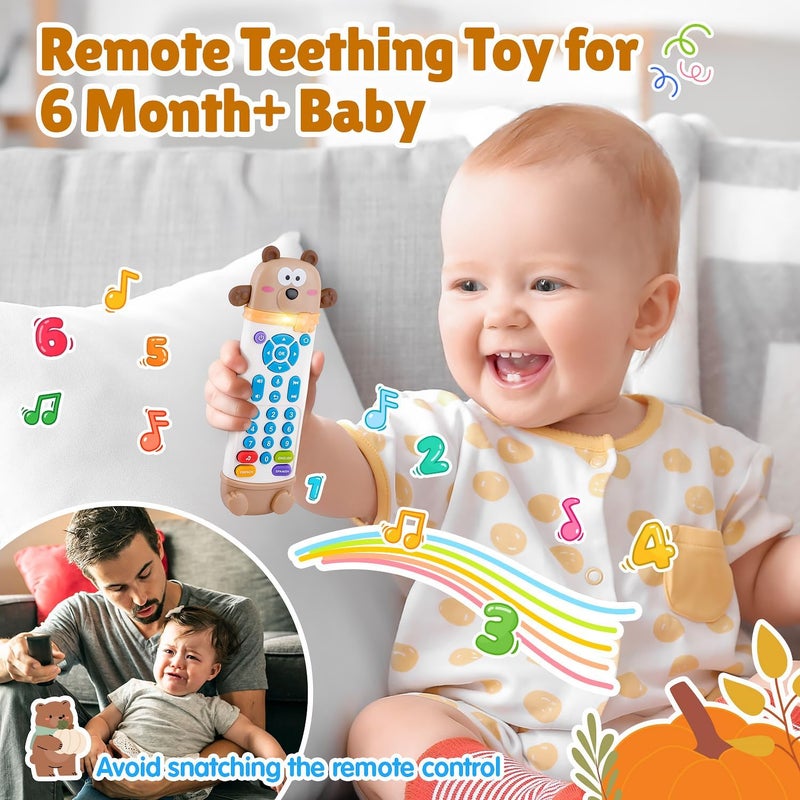SYOSI Baby Remote Control Toy with Silicone Teether, Musical Toy with Lights and Sounds, BPA-Free, 3 Languages (English, Spanish, French), Gift for Boys  Girls 6 Months+ - Image 5