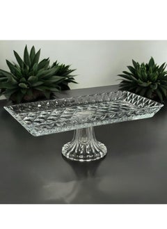Glass Serving Plate with Base 28X14X11 CM