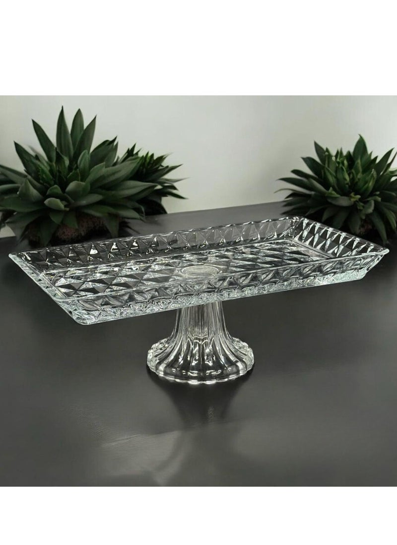 Generic - Glass Serving Plate with Base 28X14X11 CM - Image 1