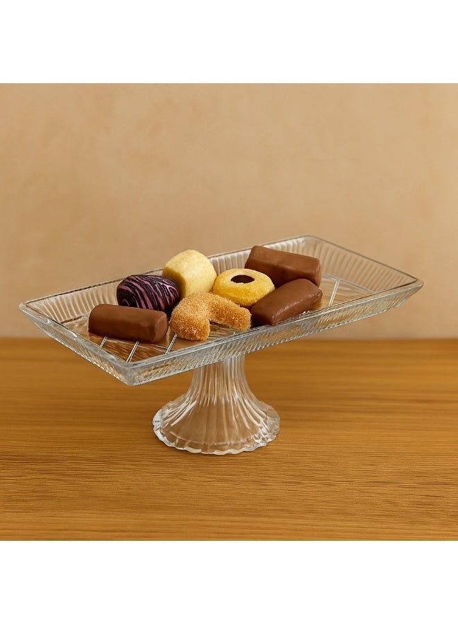 Glass Engraved Decorated Serving Plate 280X140 mm with Base 105X113 mm - Image 3