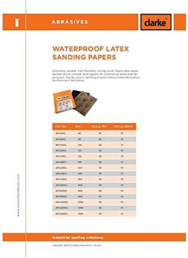 Clarke Waterproof 120 Grit Sanding Paper Set (50 Pieces)  - Image 2