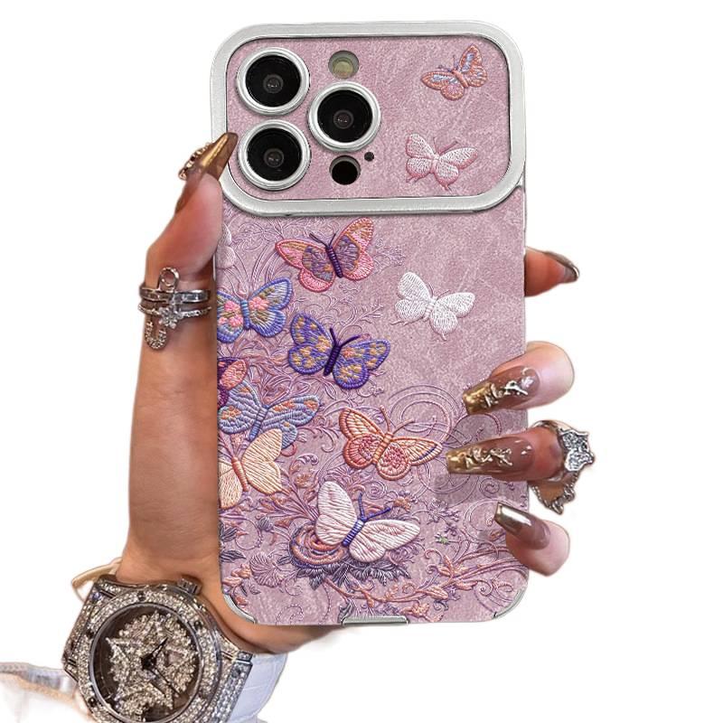 MS Silicone Protective Case for HONOR 400 Pro with Drop Protection and Colorful Butterfly Pattern plus Shockproof plus Electroplated Finish plus High Gloss Appearance in Silver - Image 5