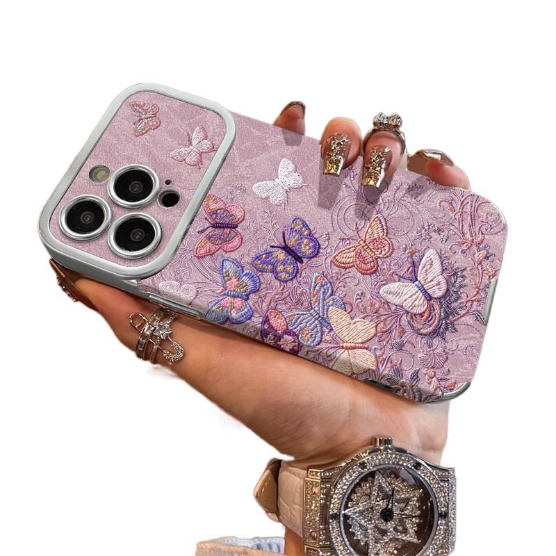 MS Silicone Protective Case for HONOR 400 Pro with Drop Protection and Colorful Butterfly Pattern plus Shockproof plus Electroplated Finish plus High Gloss Appearance in Silver - Image 2