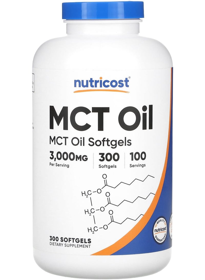 Nutricost MCT Oil, 3,000 mg, 300 Softgels (1,000 mg per Softgel)