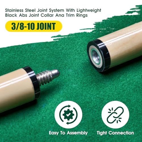 HMQQ Pool Cue Stick/Billairds cue Stick Pool Stick 58" Set of 2/Set of 4 /Set of 4 20OZ, 48" Set of 2/ Set of 4, with Different Weight/Size/Quantity (58" Set of 4 20OZ) - Image 3