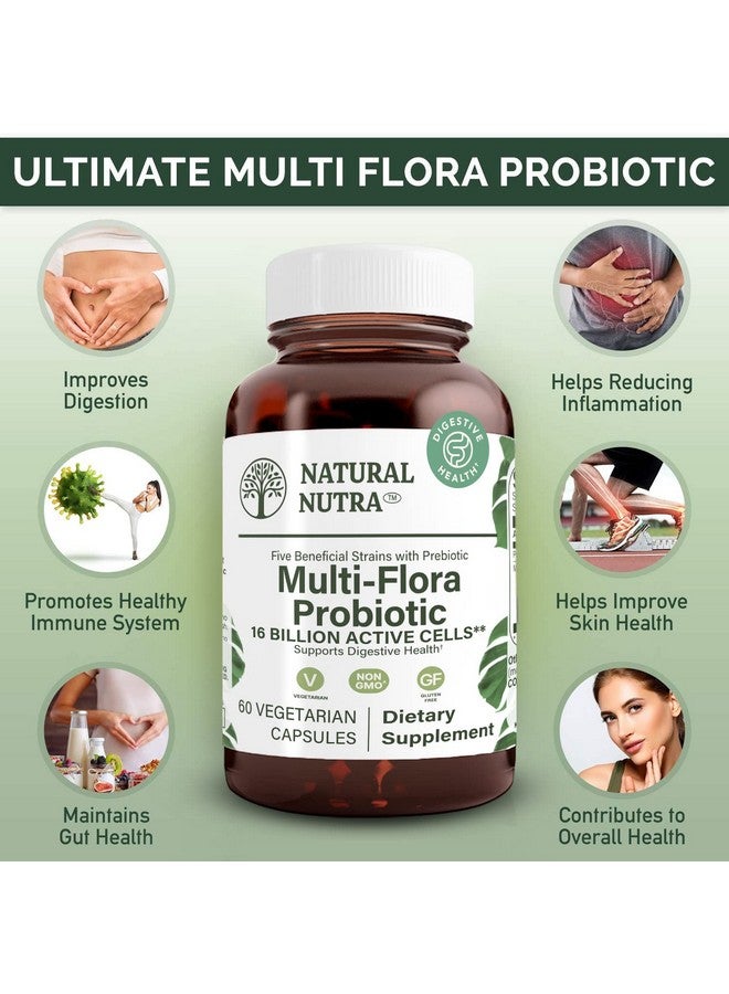 Natural Nutra Ultimate Flora Probiotic For Women And Men Improves Digestion Immune System Reducing Inflammation Multi Strain With Lactobacillus Acidophilus 60 Capsules - Image 3