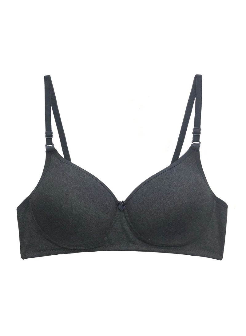 Love Bell Women's Everyday Padded Bra - Full Coverage - Premium Cotton - Lovebell Woman Wirefree T-shirt Bra (C, Distinctive Charcoal, 42C) - Image 5
