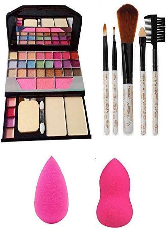 JAF 6155 Makeup Kit And 5 Pieces Brush And 2 Pieces Blender Puff Combo - Image 5