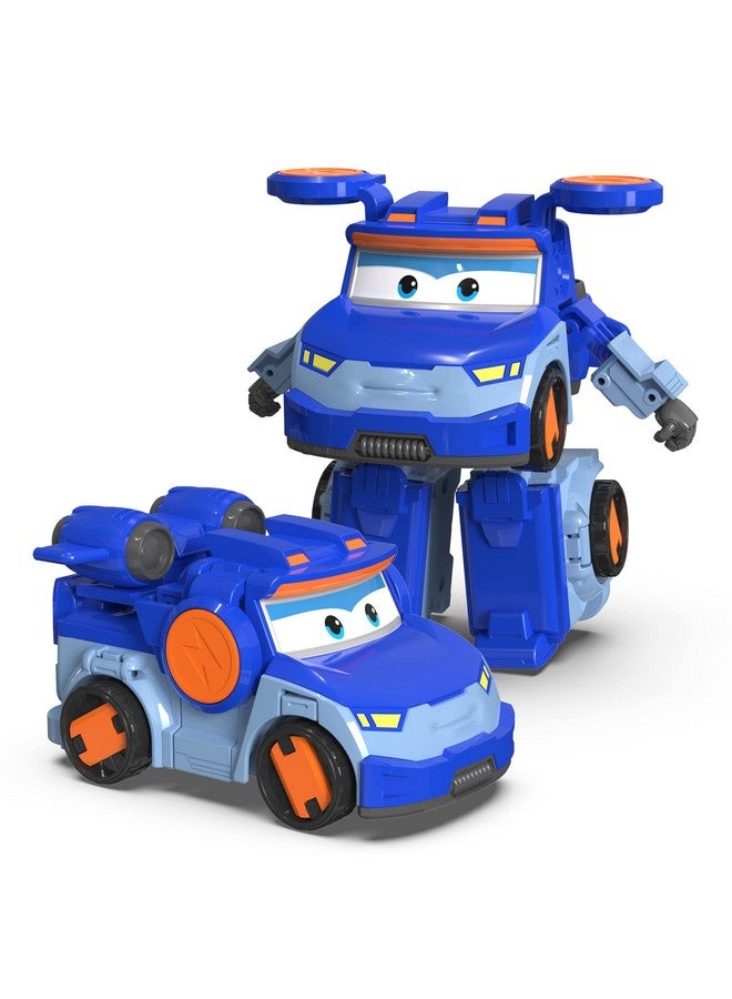 Super Wings 5 Inch Transformable Toys Leo Action Figure, Transforming Airplane to Robot, Season 5 New Character, Fun Toy Plane for 3 4 5 Years Old Boys Girls, Preschool Birthday Gift for Kids, Blue - Image 1
